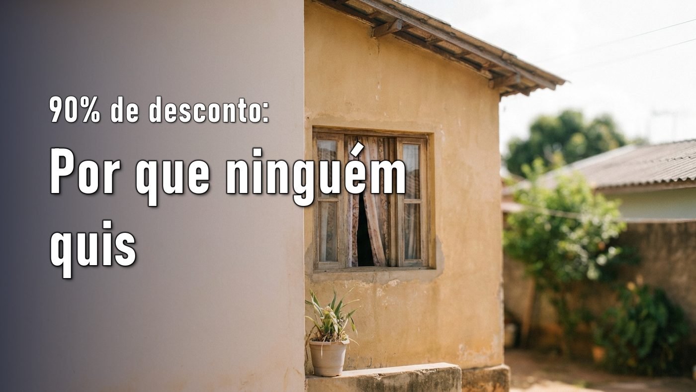 Janela com cortina entreaberta na fachada de uma casa simples, de dia